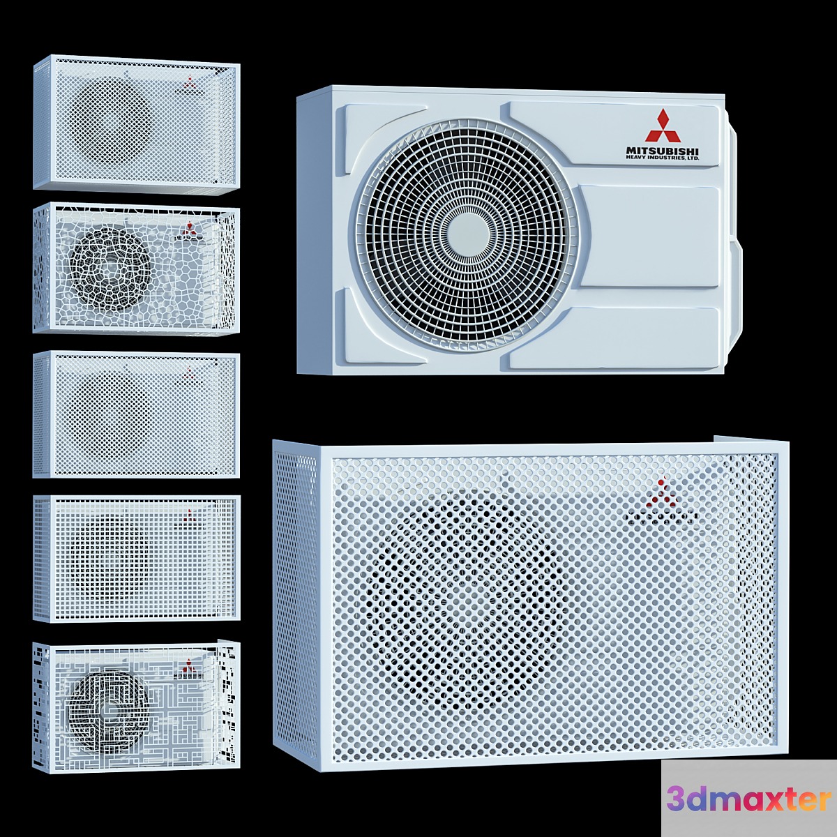 Mitsubishi air conditioner + a set of decorative boxes 3D Max