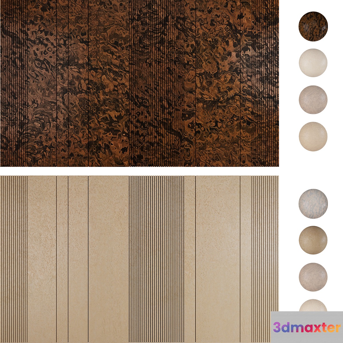 Wood panel set 2 3D Max