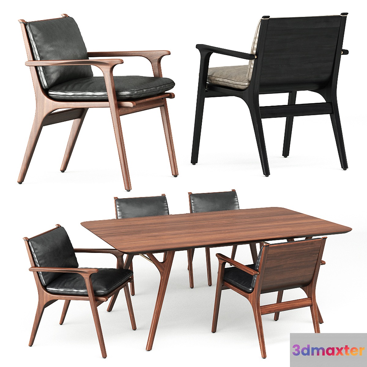 REN DINING ARMCHAIR and TABLE 3D Max