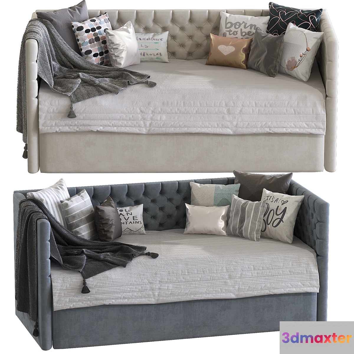 Childrens sofa bed with decorative pillows 5 3D Max