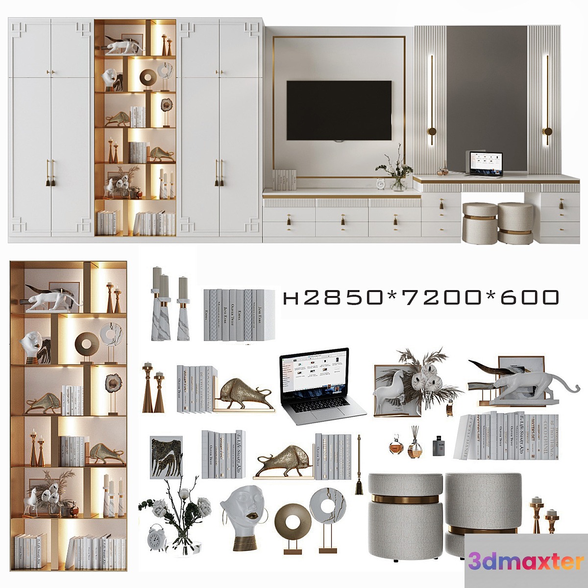 Composition in the bedroom_1 3D Max