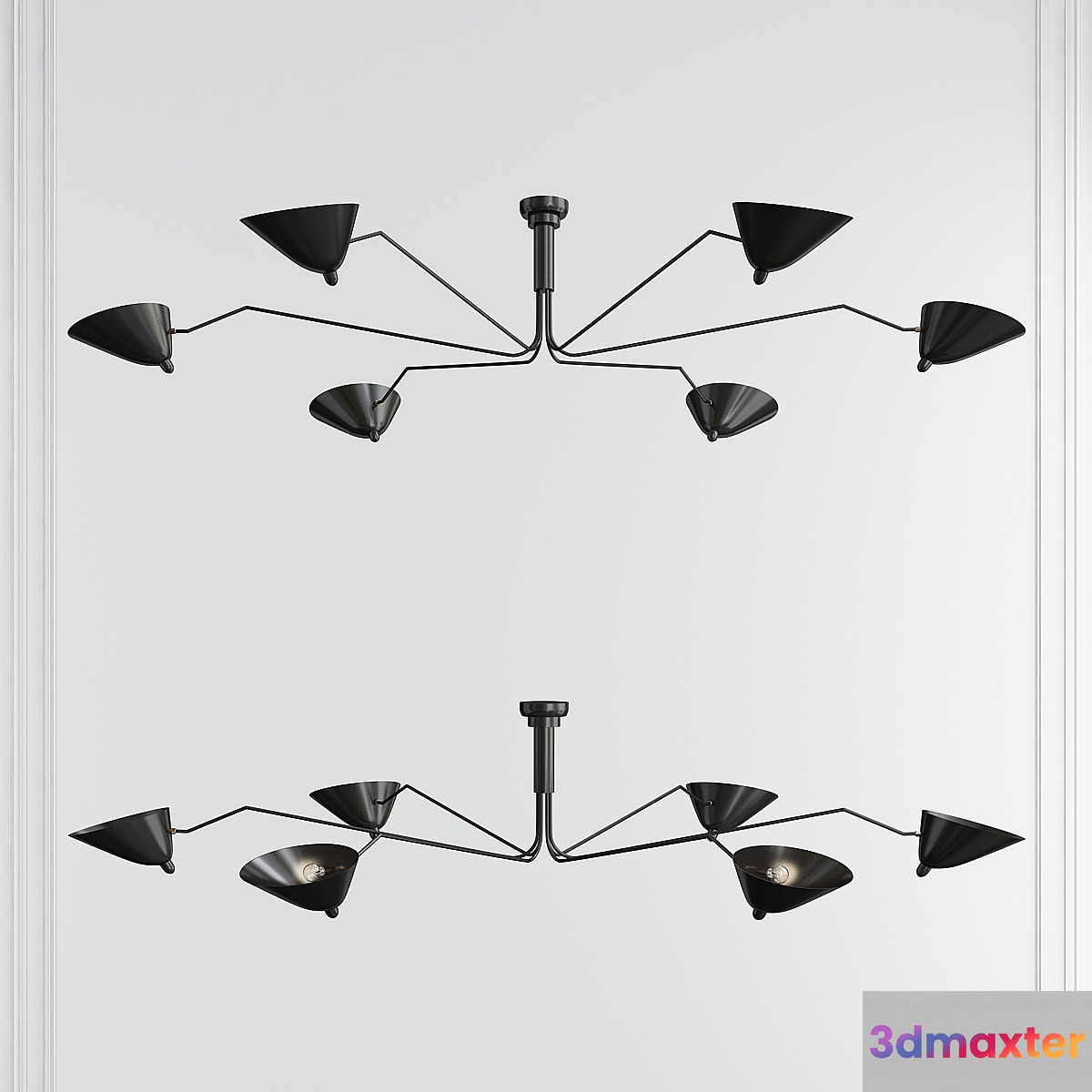 CEILING LIGHT WITH 6 PIVOTING ARMS