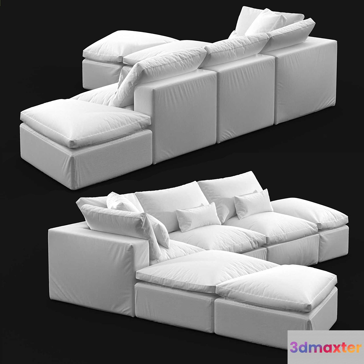 Custom made sectional sofa in white upholstery