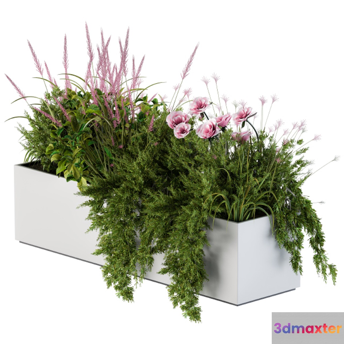 Planter Box For Windows Pink Flower 3D Max
