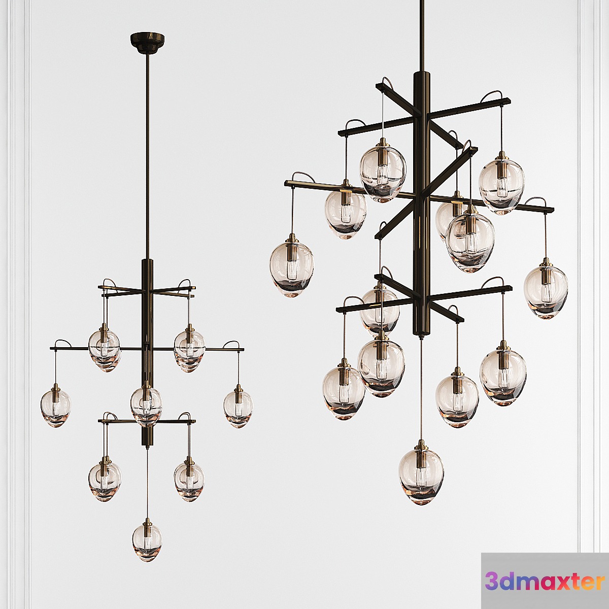 Brixton Gun Metal with Smoked Chrome 13 Light Chandelier by Troy Lighting 3D Max