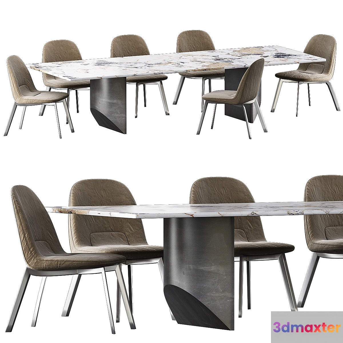 Briscola natevo and WEDGE Marble table Minotti