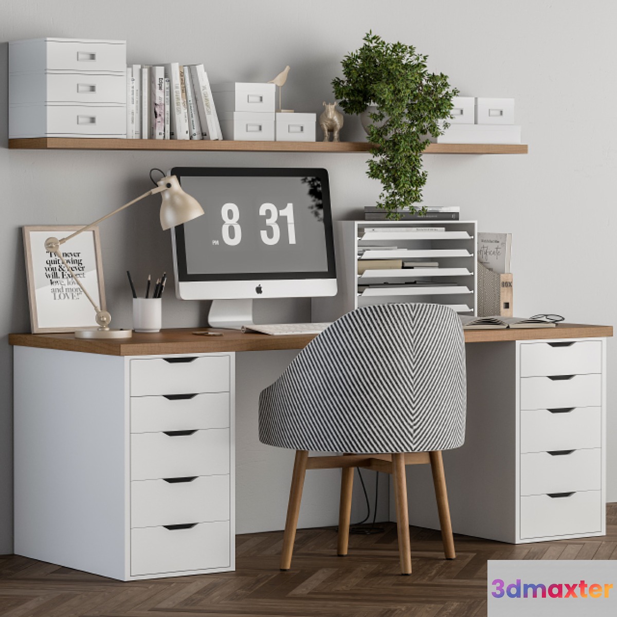 Home Office White 03 3D Max