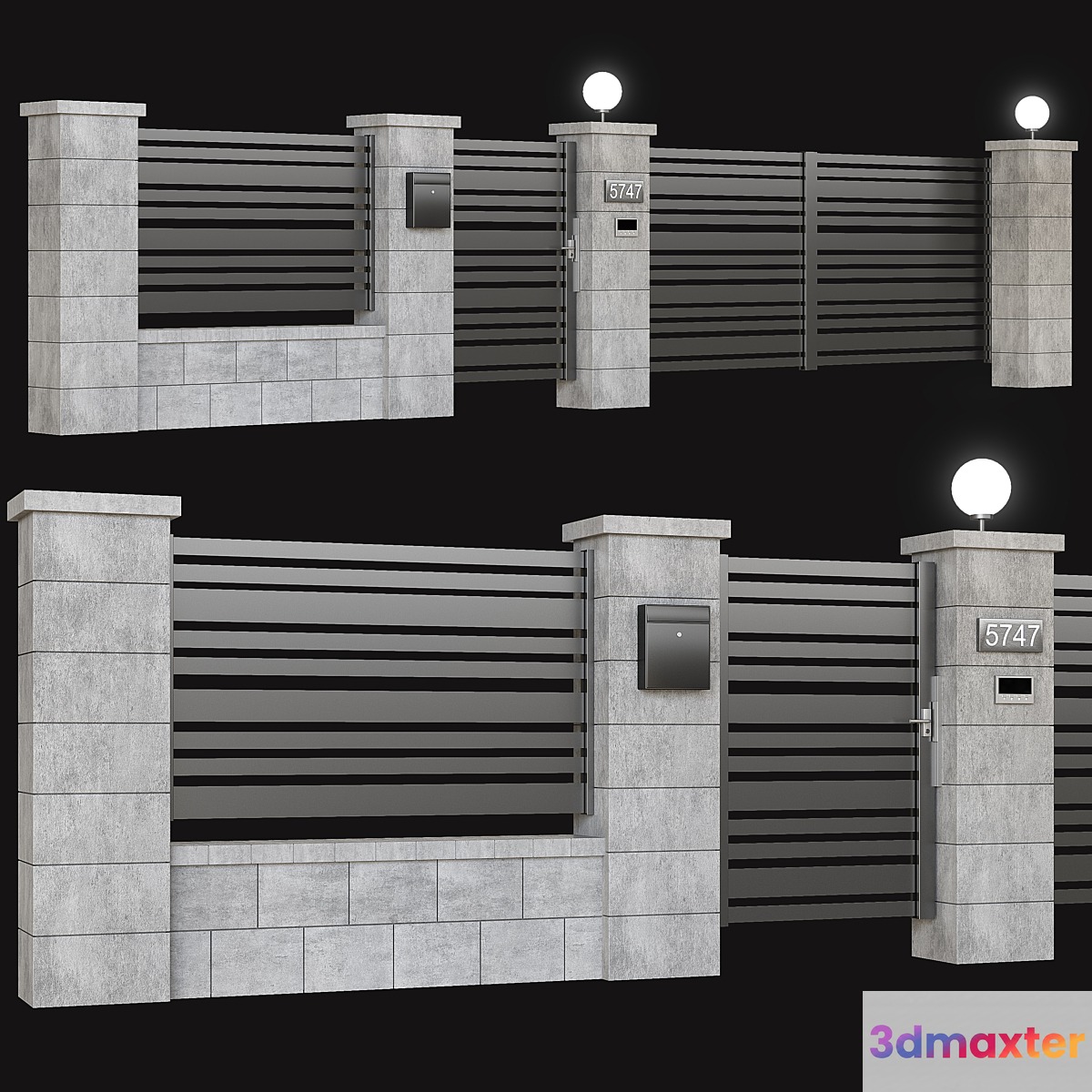 Fence with gate and intercom