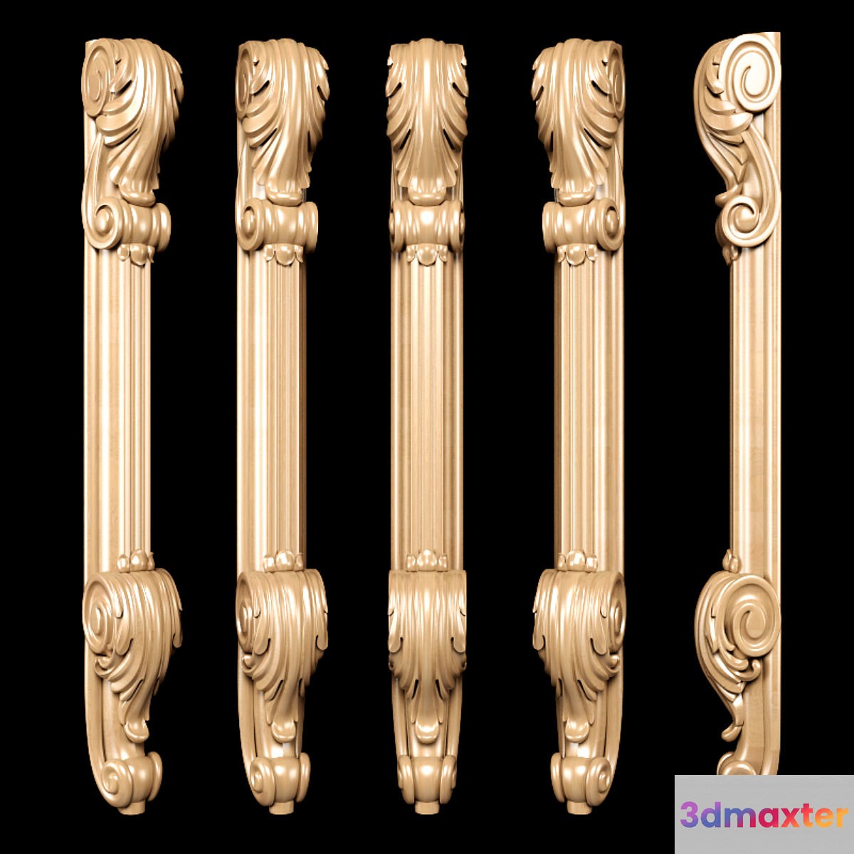 Classic carved leg 3D Max