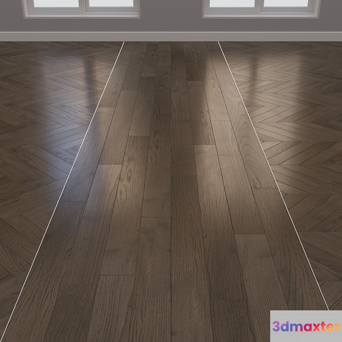 Parquet board Kraft Oak layout Christmas tree chevron and linear 4 3D Max