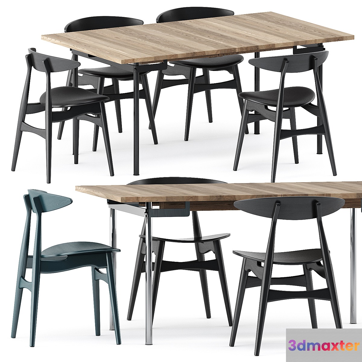 CH322 DINING TABLE and CH33P CH33T CHAIR by Carl Hansen & Son 3D Max
