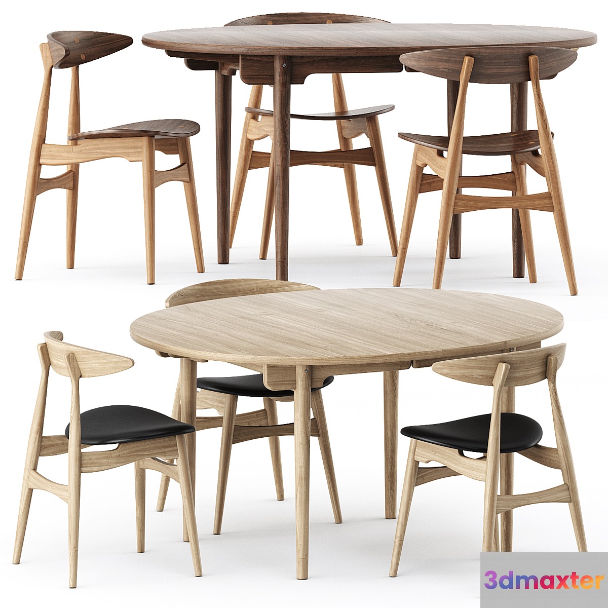 CH337 TABLE and CH33P CH33T CHAIR by Carl Hansen & Son 3D Max