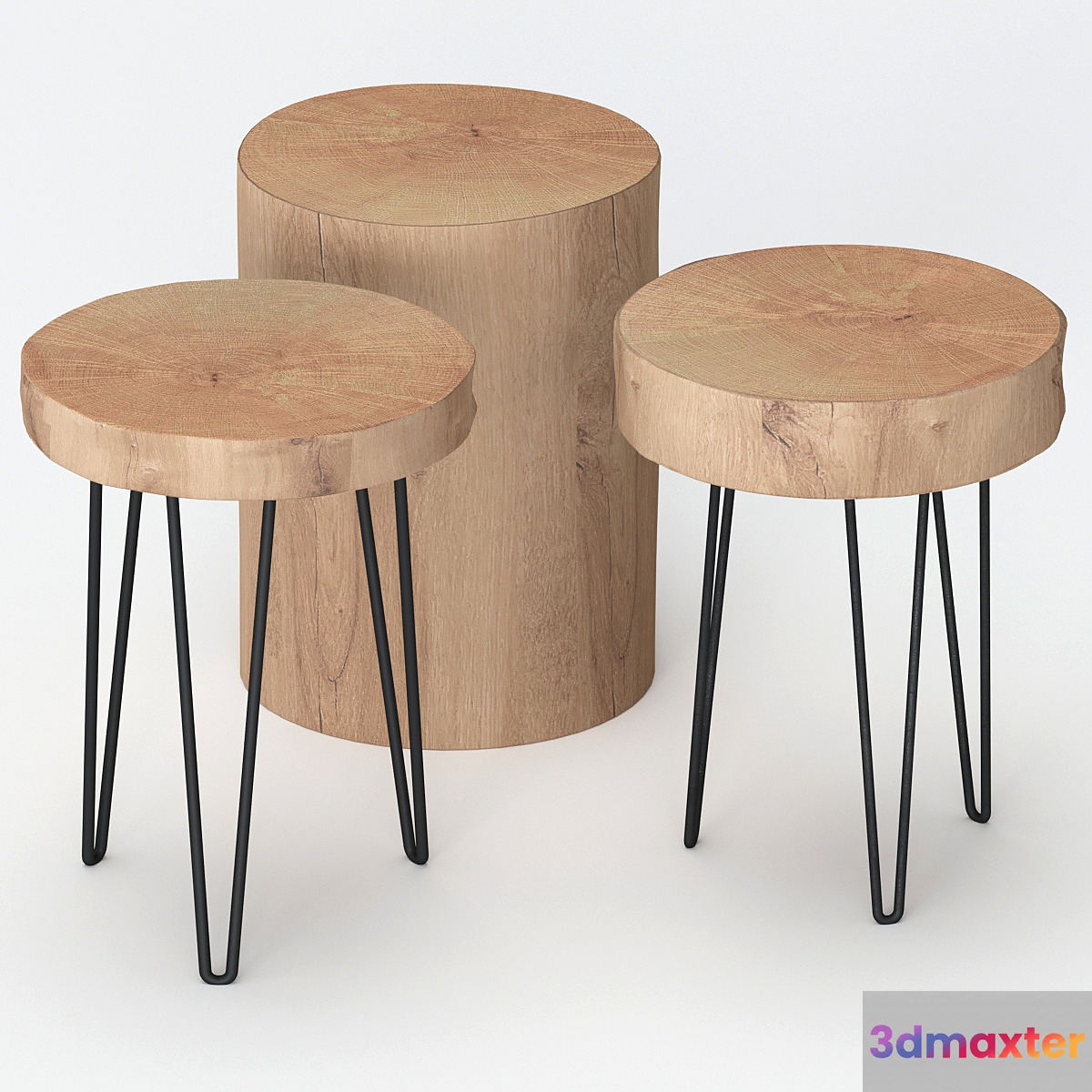 Coffee tables made of stumps 3D Max