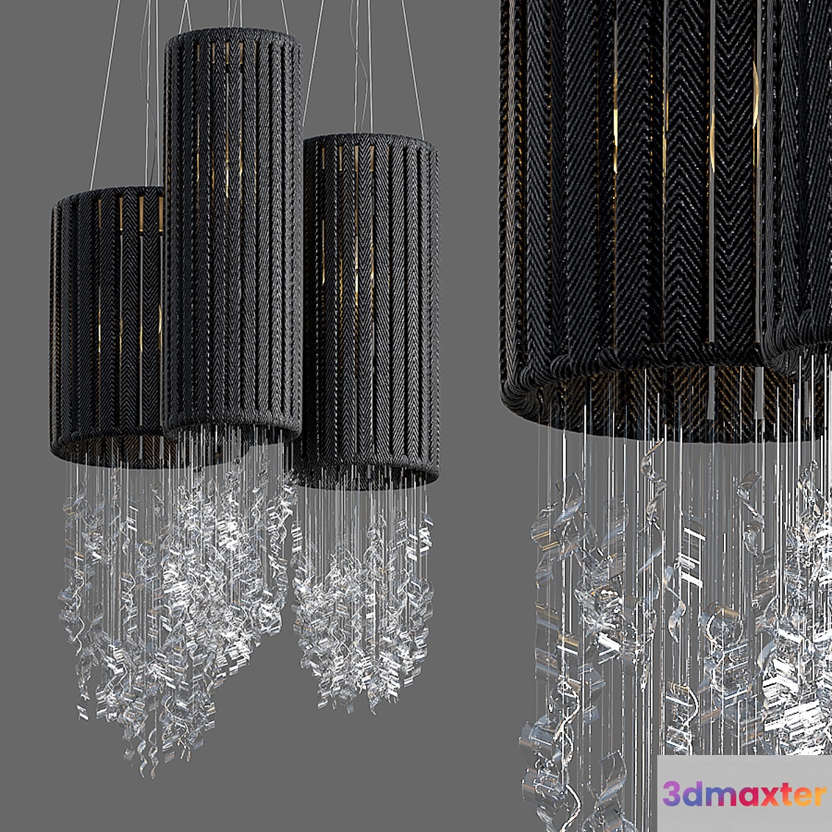 Cloth & glass chandelier 3D Max