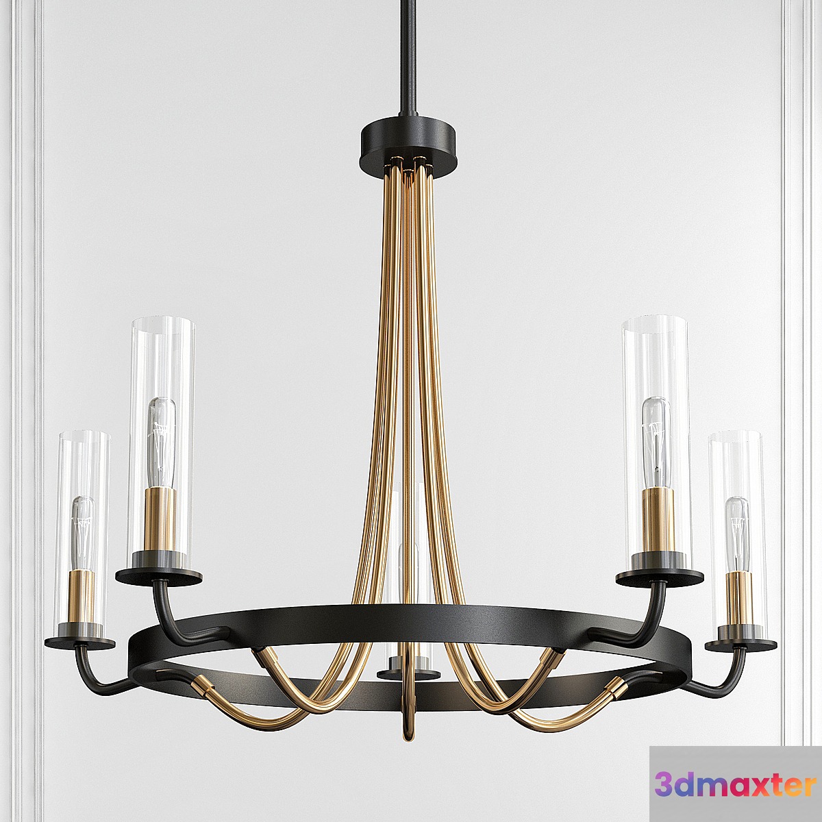 Kearney Vintage Black with Warm Brass 5 Light Chandelier by Savoy House 3D Max