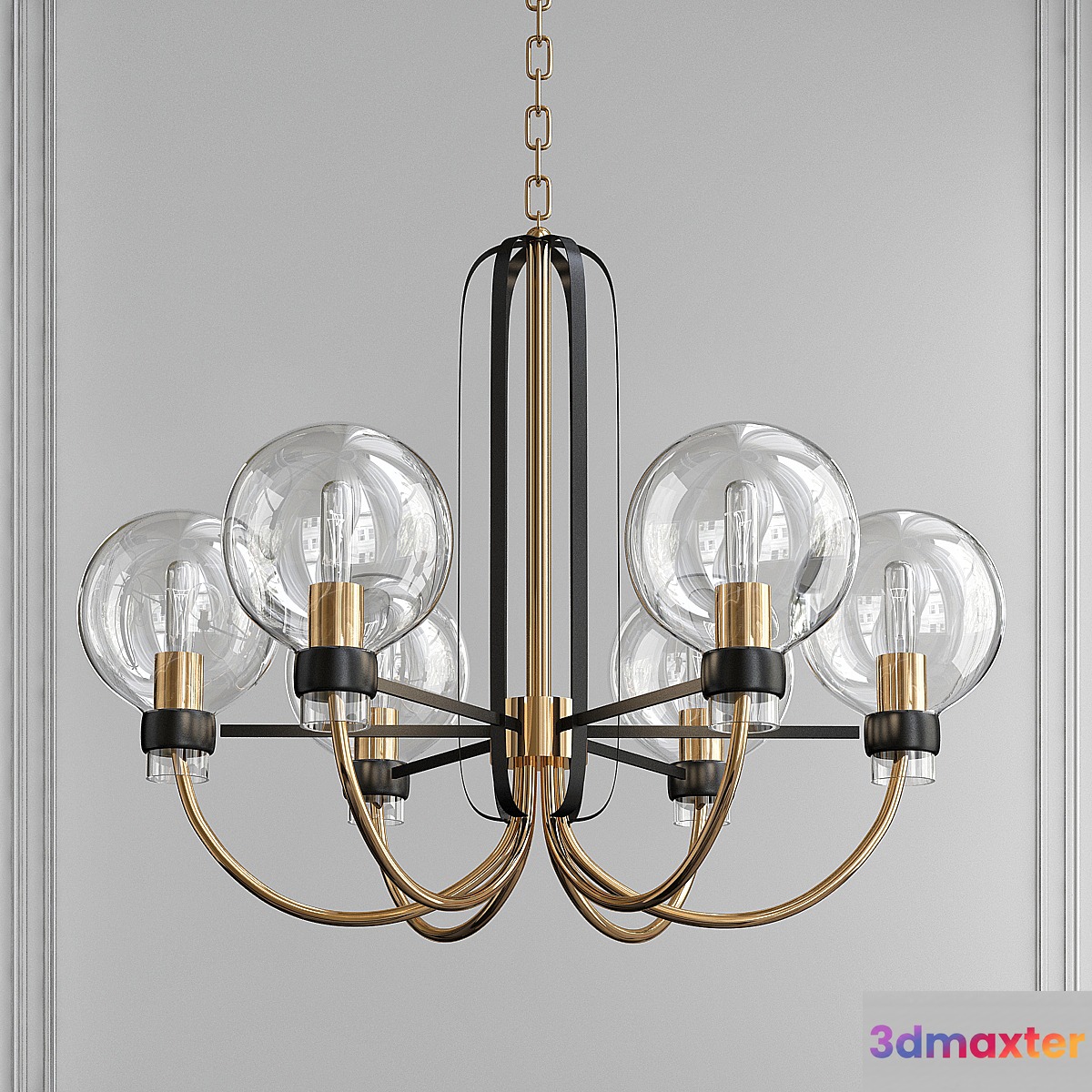 Bauhaus Bronze-Satin Brass 5 Light Chandelier by Maxim Lighting 3D Max