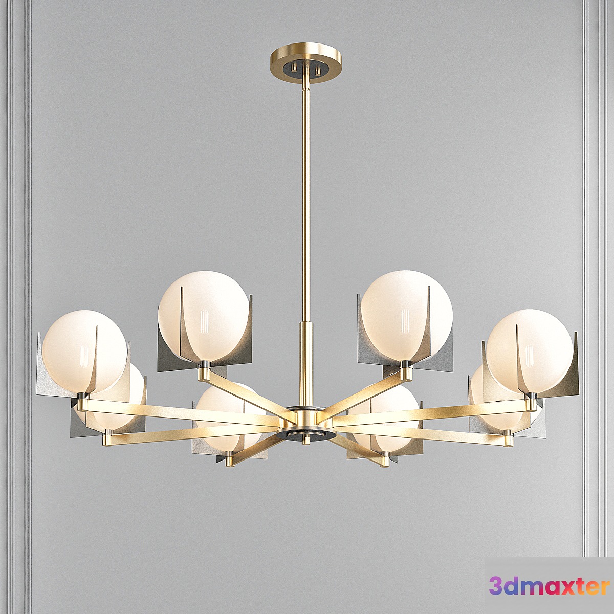 Finn Satin Brass-Brushed Platinum 8 Light Chandelier by Maxim Lighting 3D Max