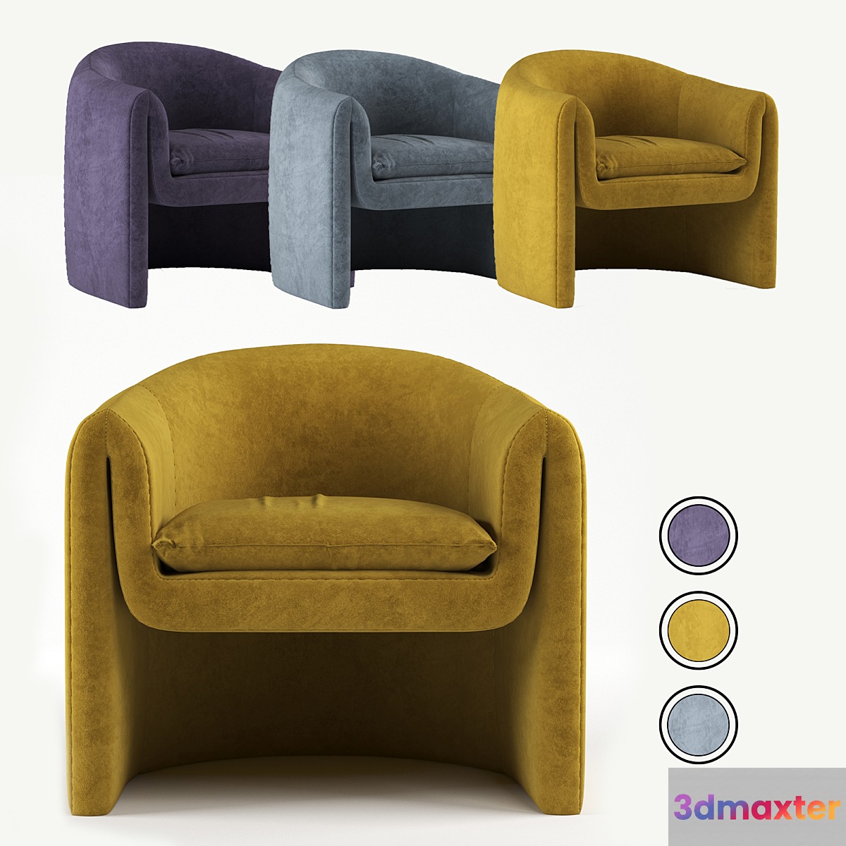 Velvet Sculptural Chair 3D Max