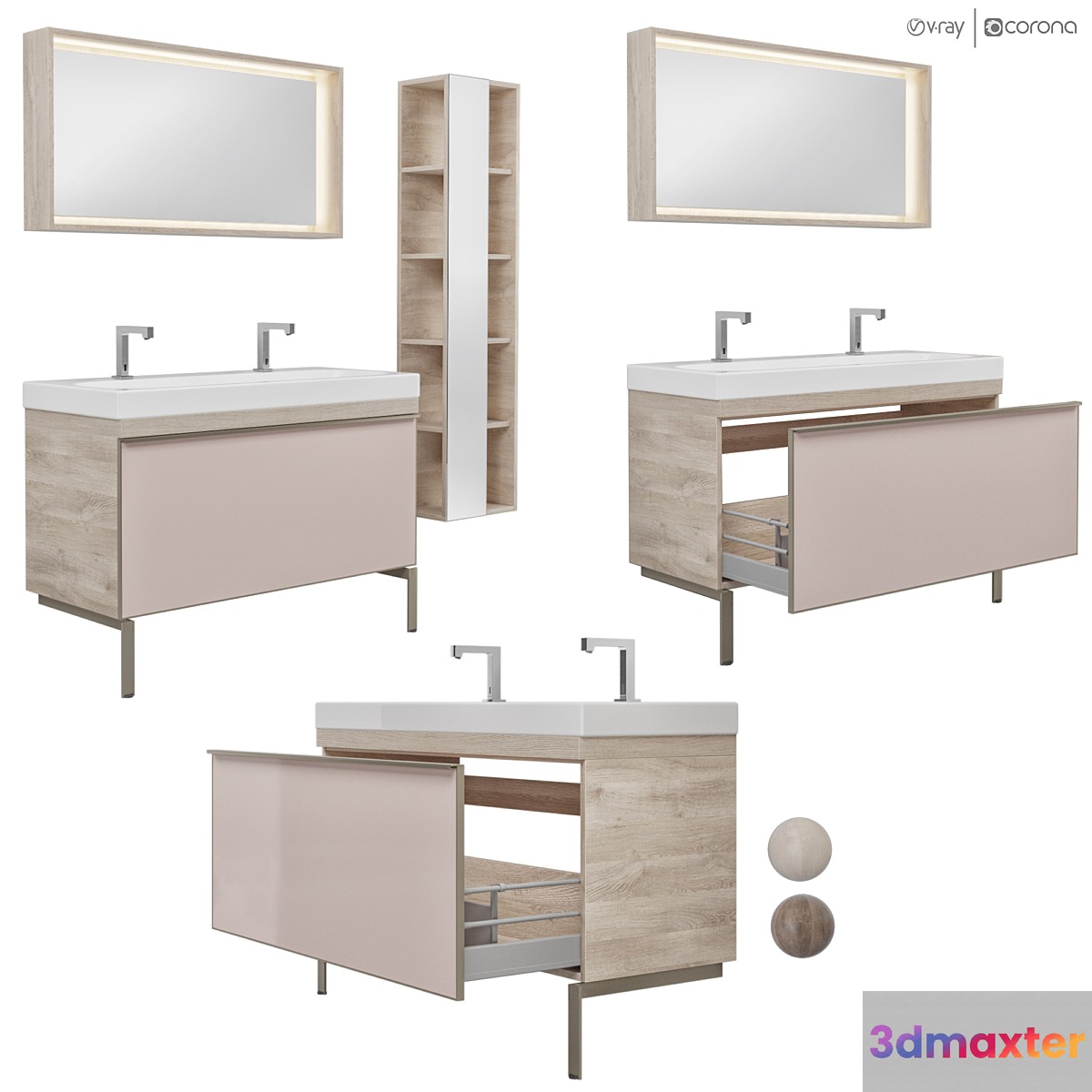 Furniture set Geberit Citterio 118 Light _ Dark Oak 3D Max