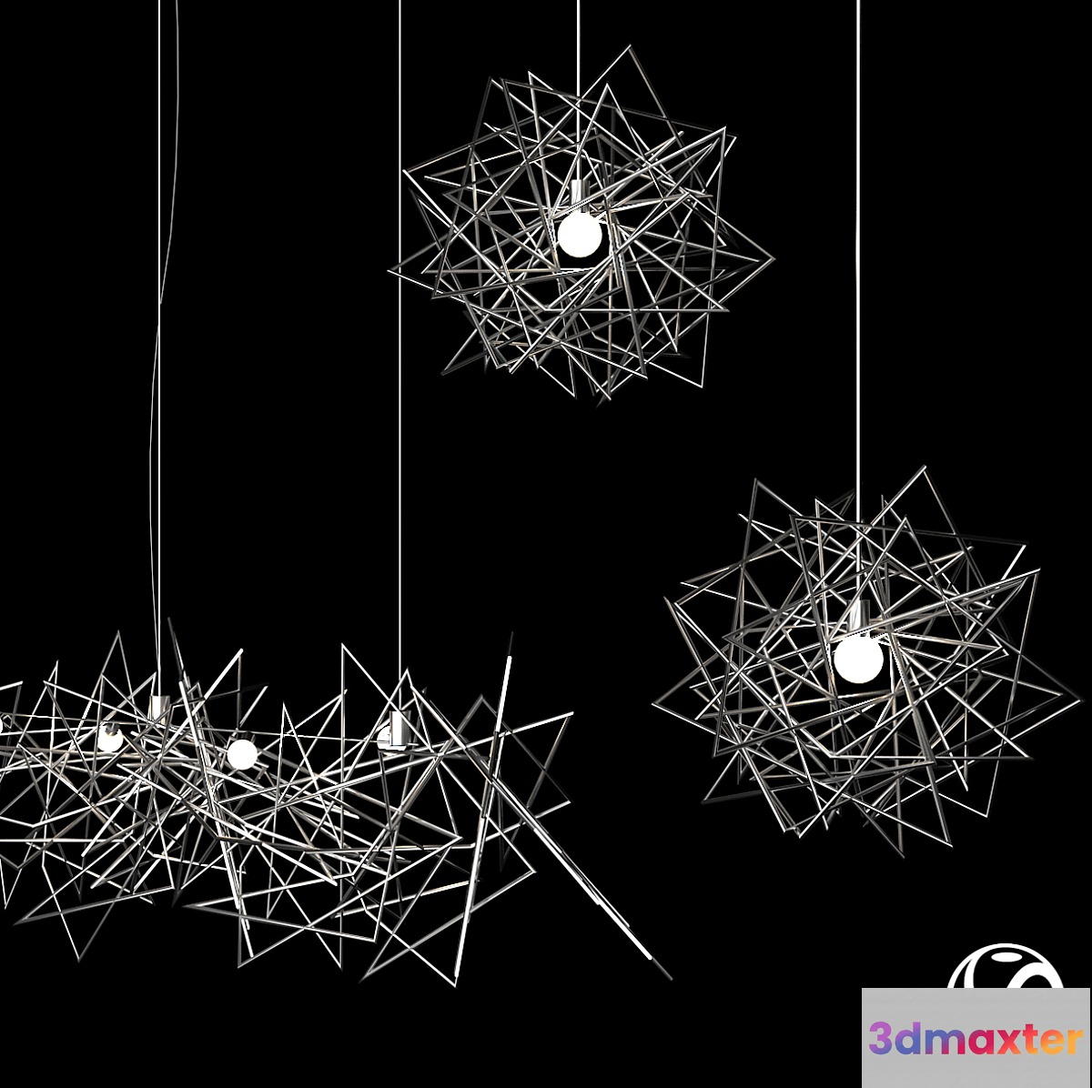 Etoile pendant and linear suspension 3D Max