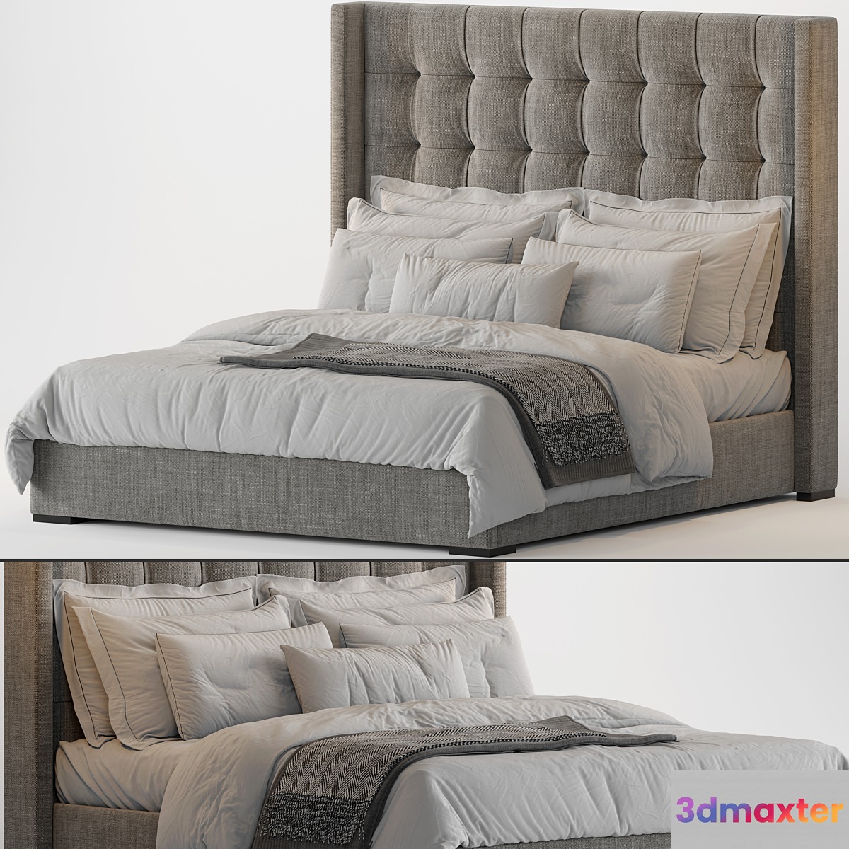 RH Modena Non Tufted Shelter Fabric Platform Bed 3D Max