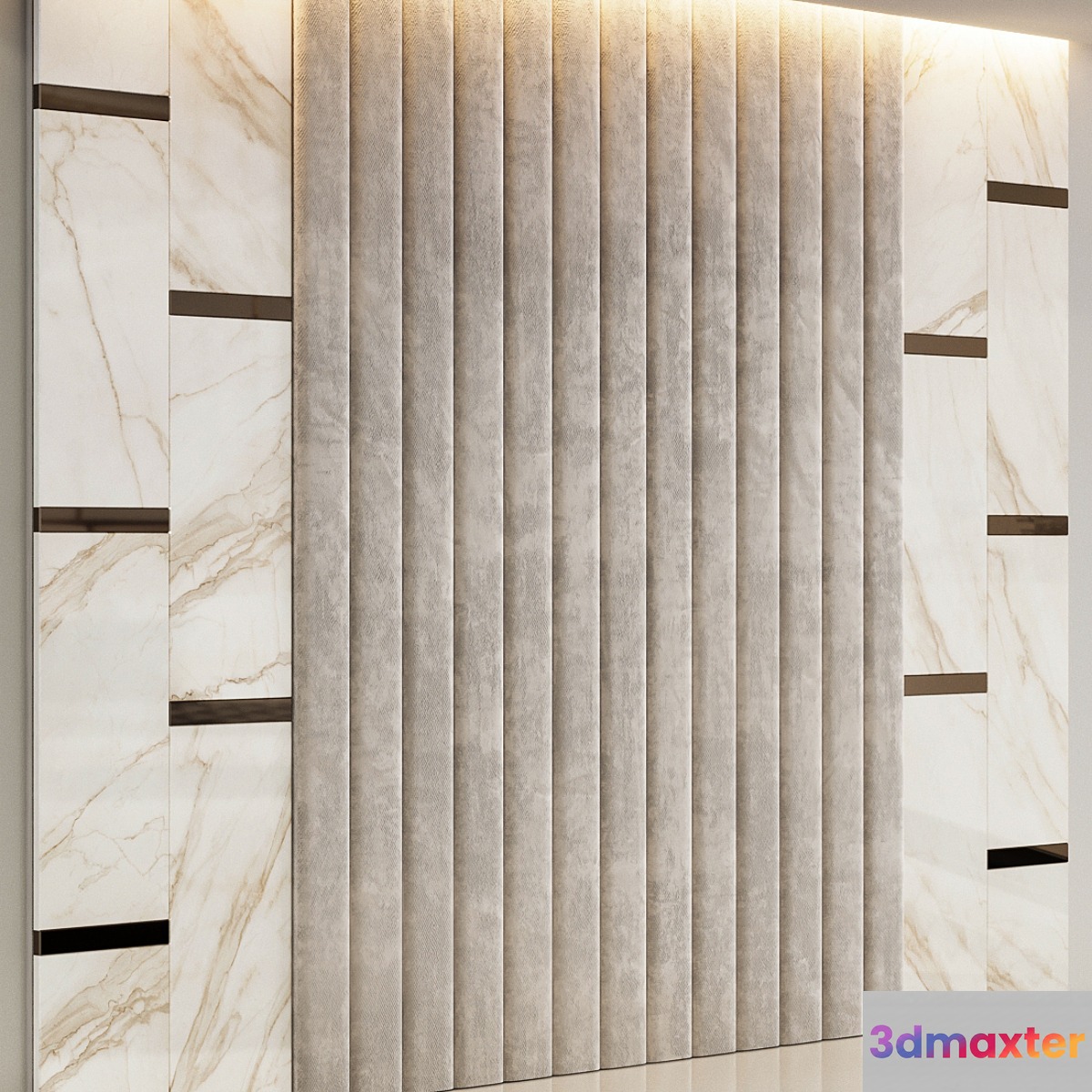 Beige Etoile de Rex marble headboard 3D Max