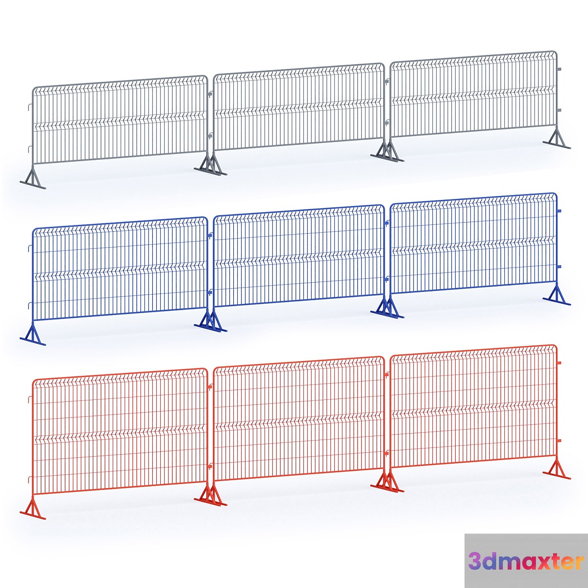 Temporary fencing for construction sites 3D Max