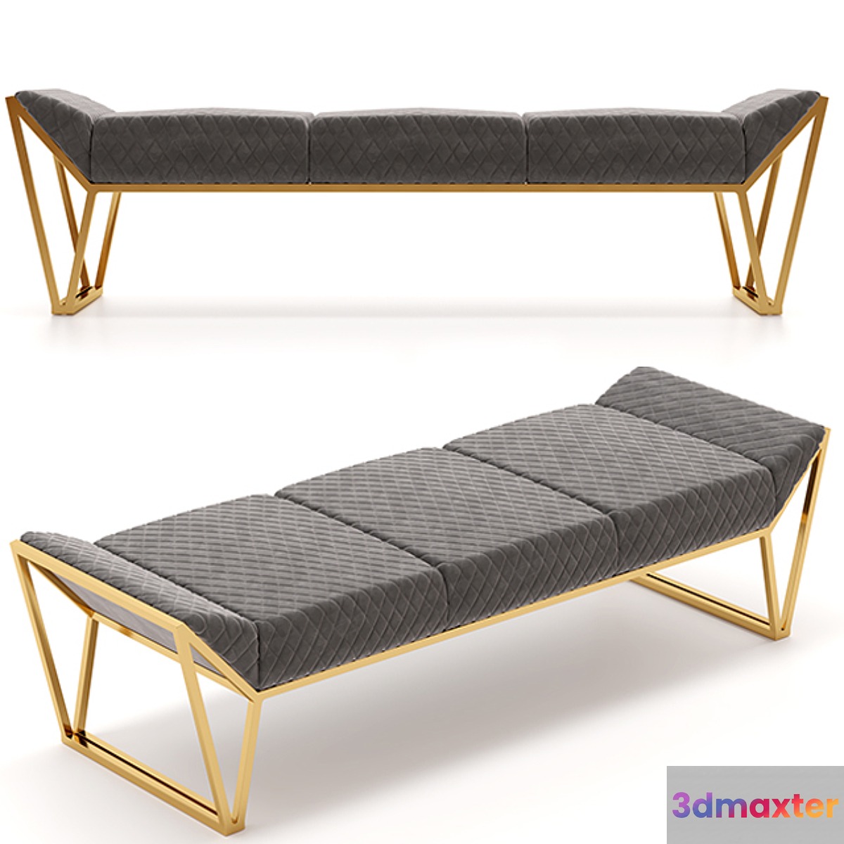 Luxxu Prisma Ottoman Luxury Bench 3D Max