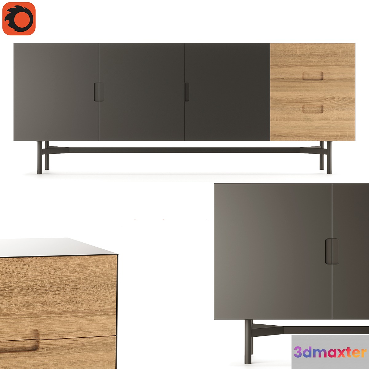 Cabinet horizontal with 3 doors LORA (LA REDOUTE INTERIEURS)