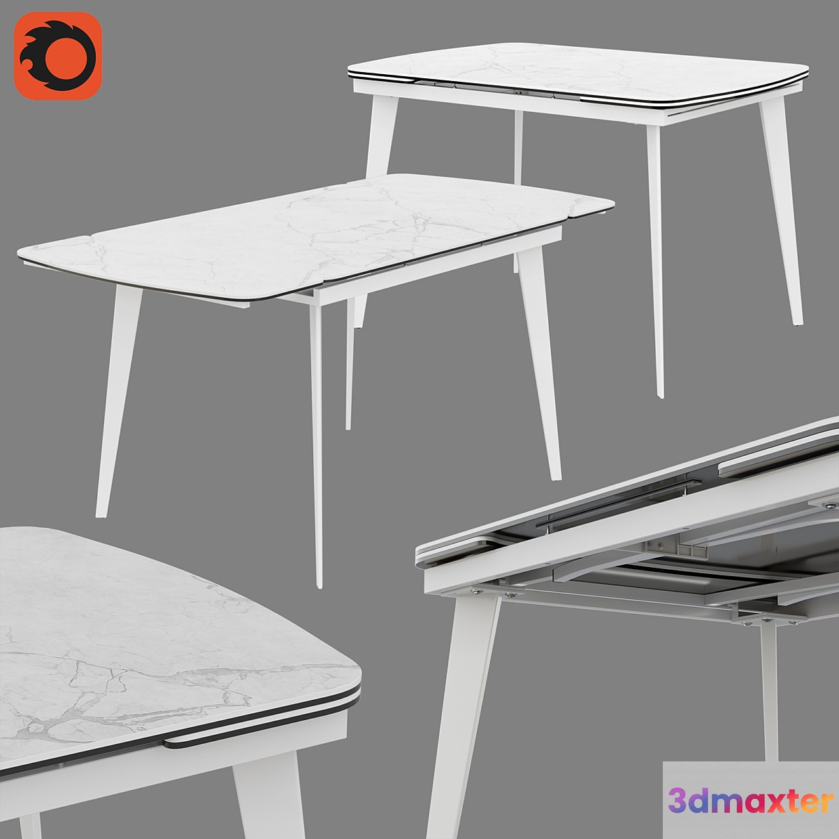 Table Eliot 120 High Gloss Statuario 3D Max