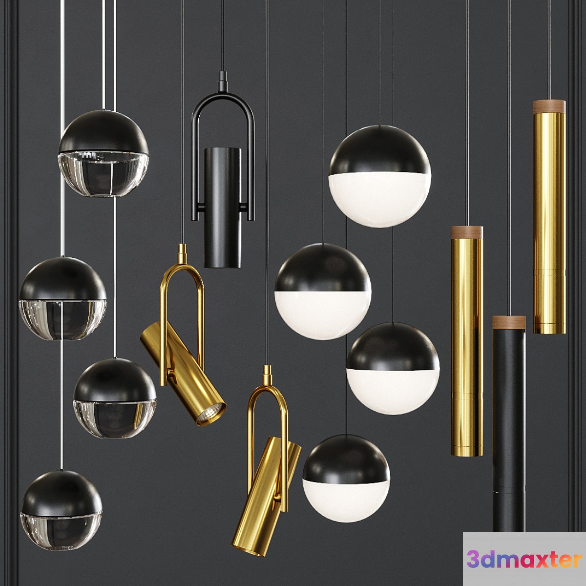 Pendant lights set 023 3D Max