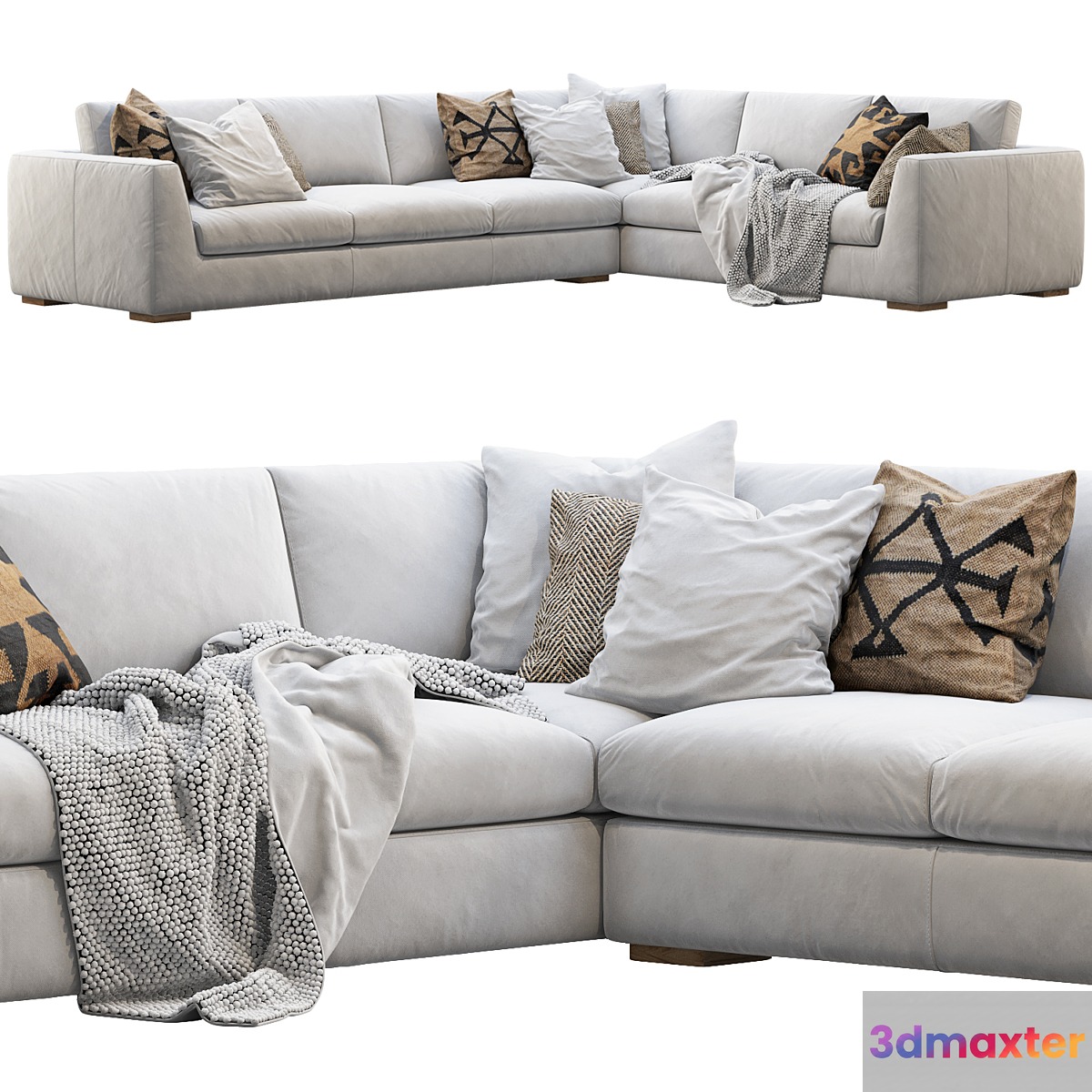 RH Modena Taper Arm L-Sectional sofa
