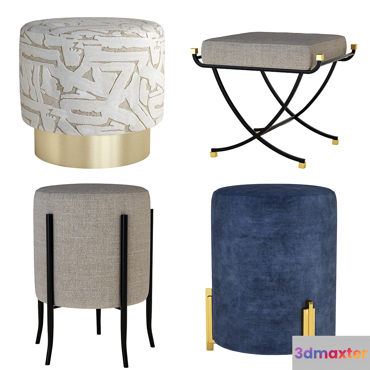 Arteriors Ottomans Set 3D Max