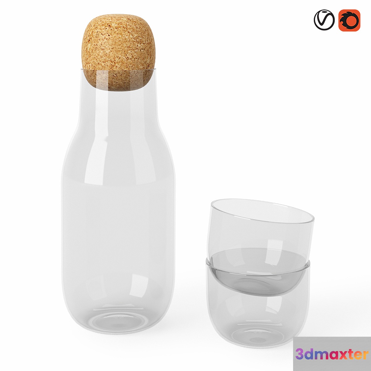Muuto Corky Carafe & Glass 3D Max