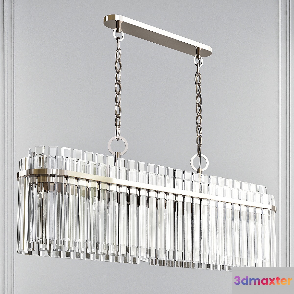 Beckett Burnished Brass 7 Light Linear Chandelier by Chapman & Myers - No.2 3D Max