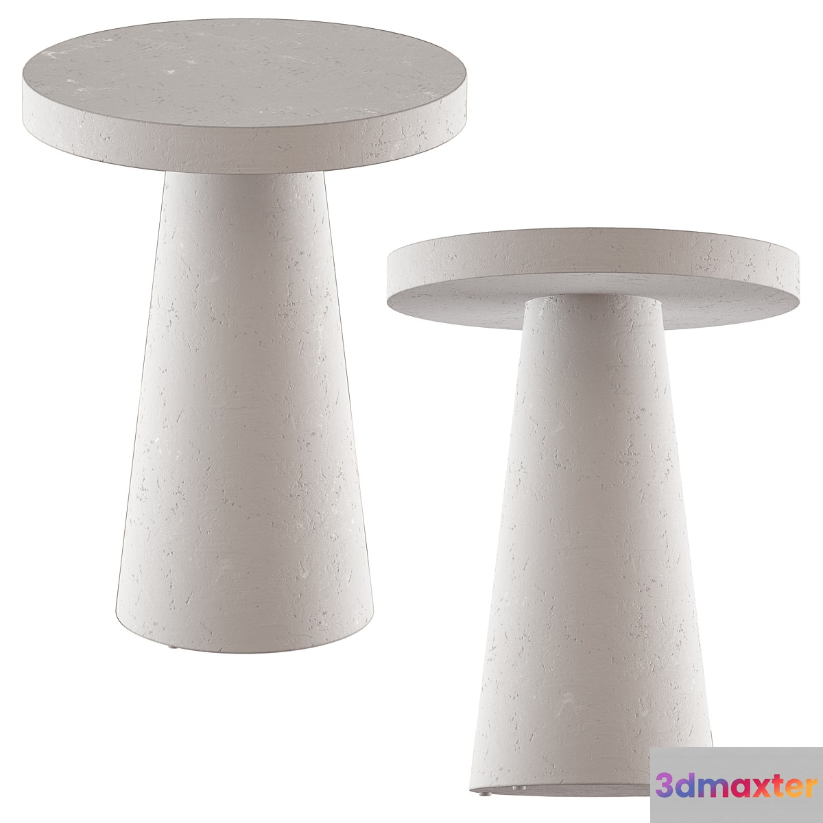 Willy White Plaster Pedestal Side Table 3D Max
