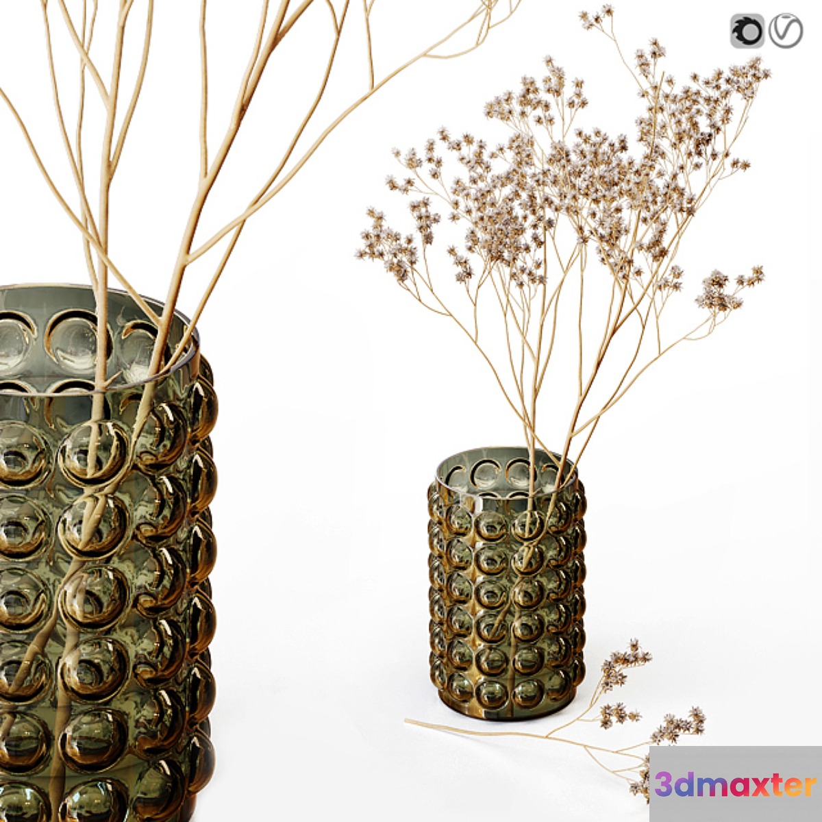 H&M vase with dry flowers 3D Max