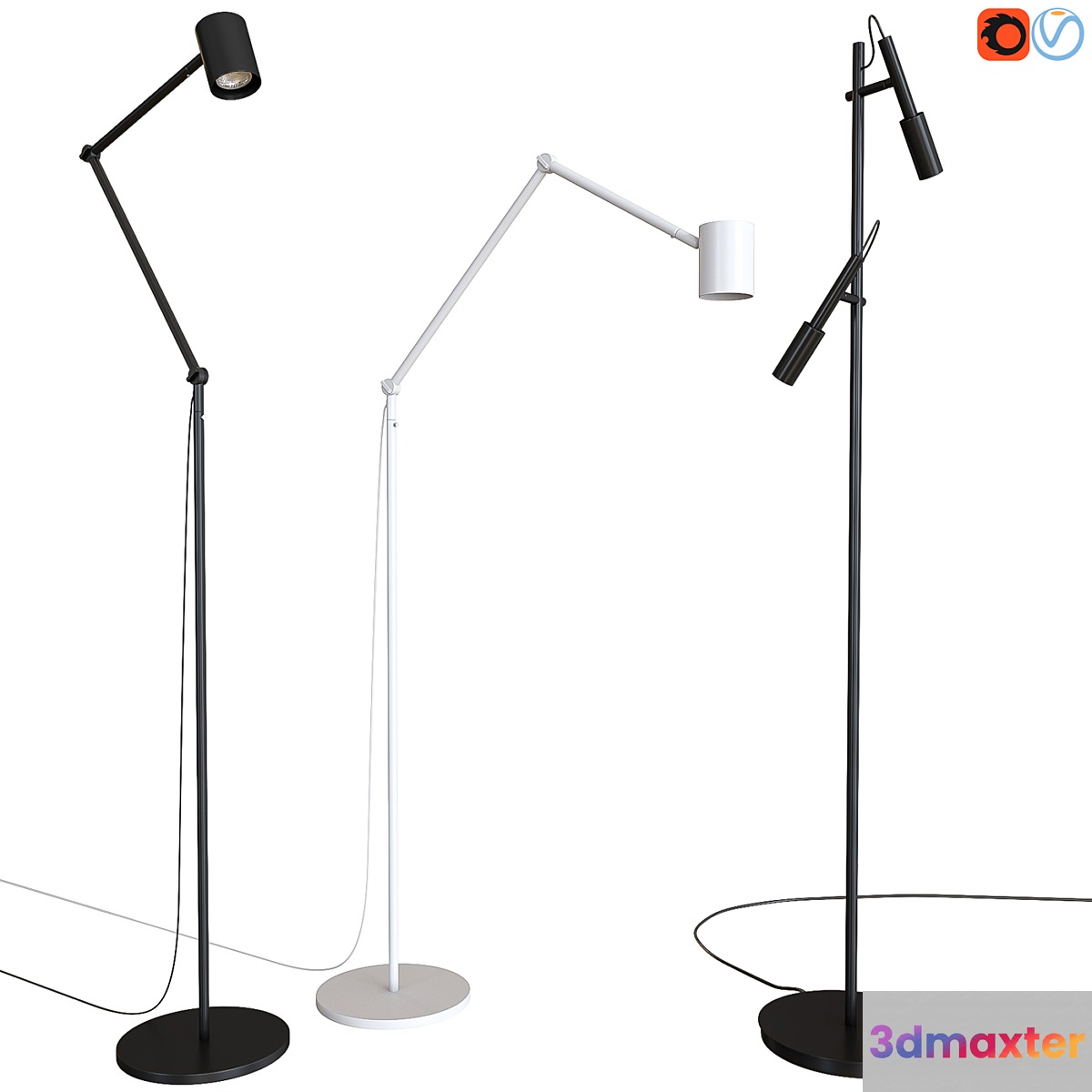 A set of floor lamps. IKEA NYMÅNE. PANZERI TUBINO