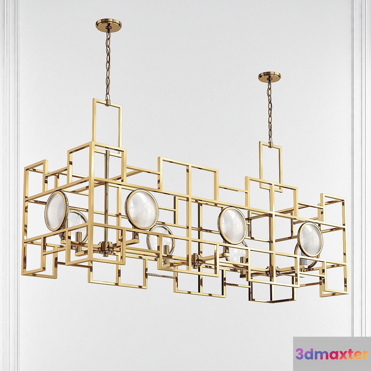 Vance Natural Brass 8 Light Linear Chandelier by Kichler 3D Max