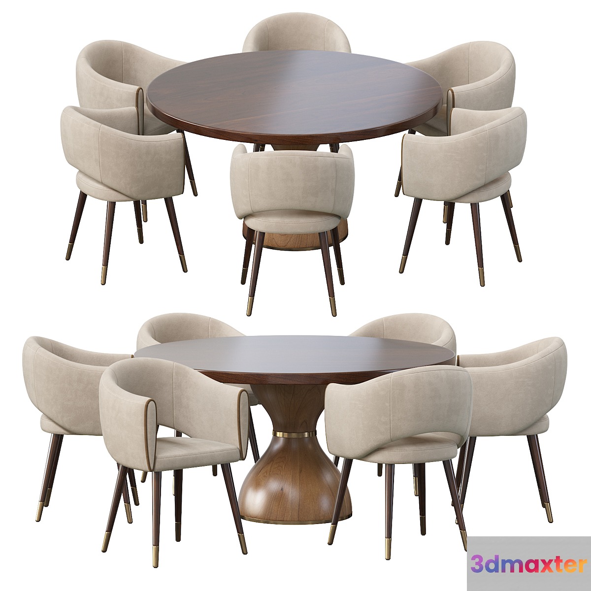 GRACE ARMCHAIR and POINT REYES BOTTICELLI LARGE ROUND DINING TABLE - No.2 3D Max