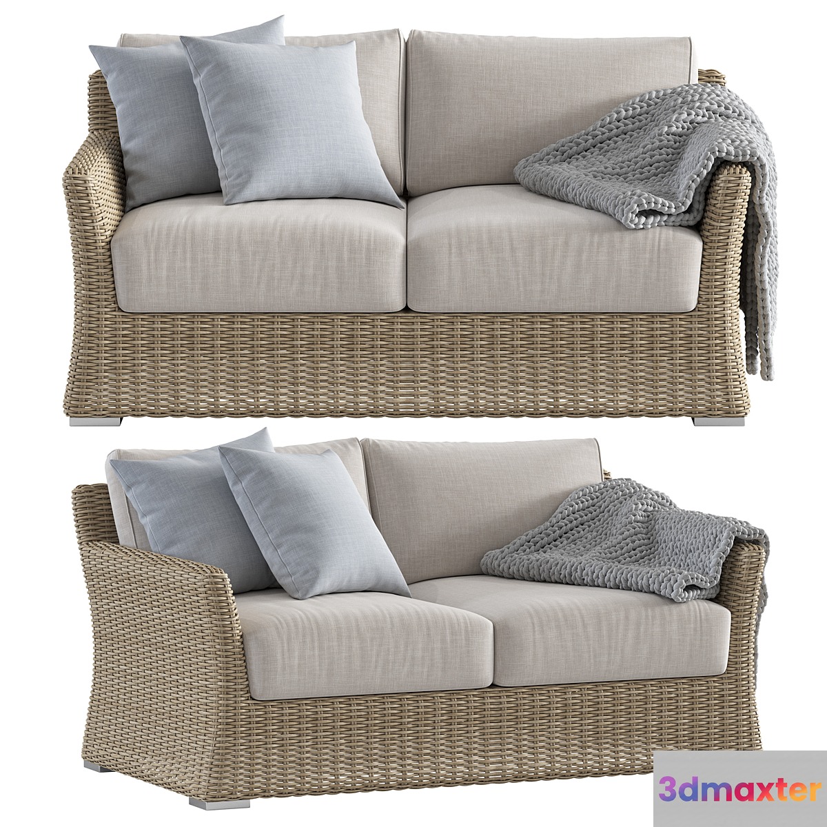 Lavita Outdoor _ Savannah Outdoor Wicker Two Seater Sofa 3D Max