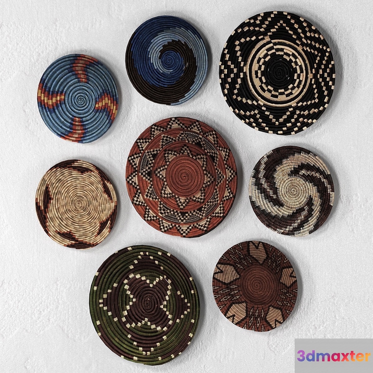 Wicker African wall baskets 3D Max