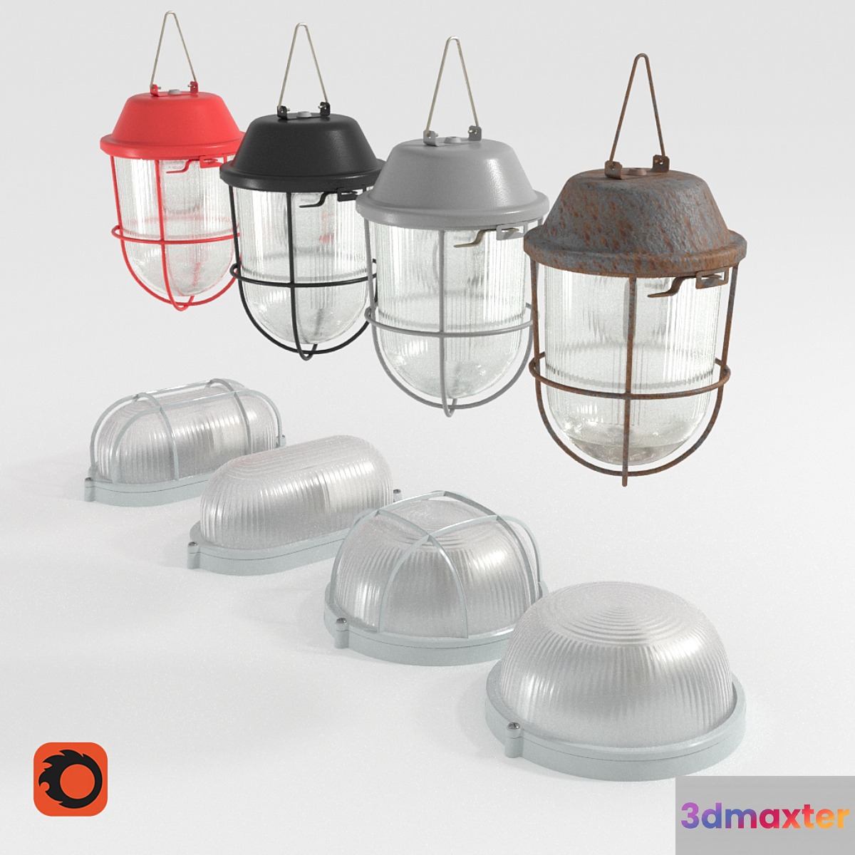 Set of housing and communal services lamps 3D Max