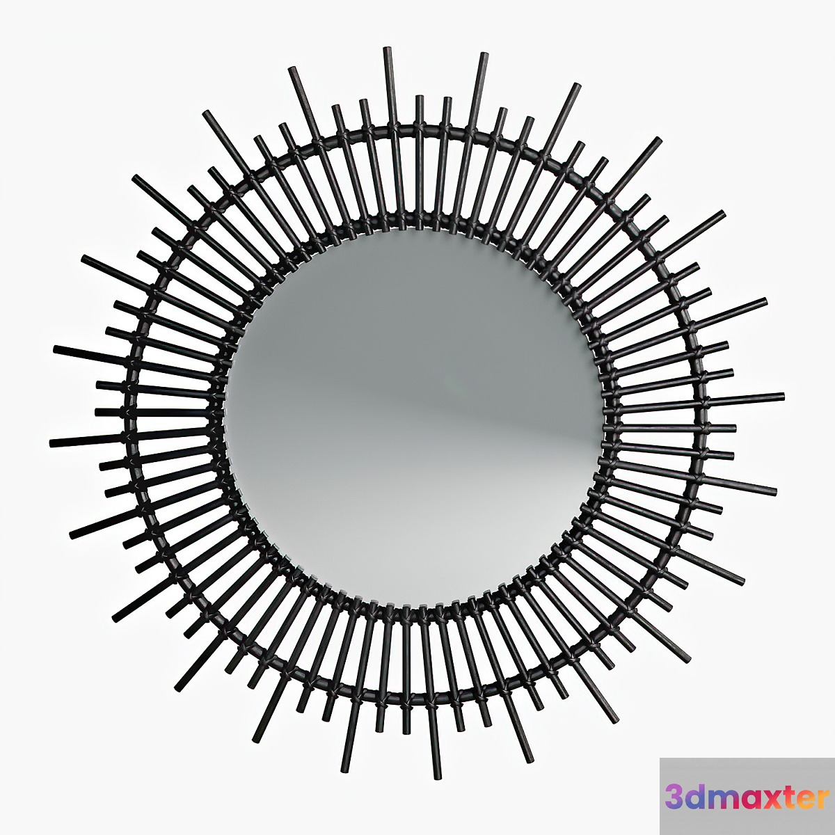 Soleil mirror in black lacquered rattan 3D Max