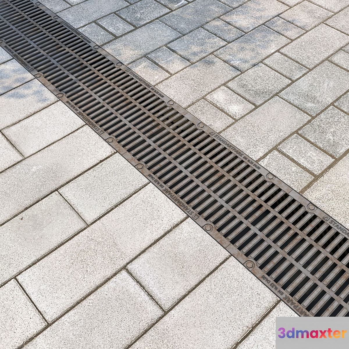 Standartpark rain grate and 2 types of paving stones - No.2 3D Max