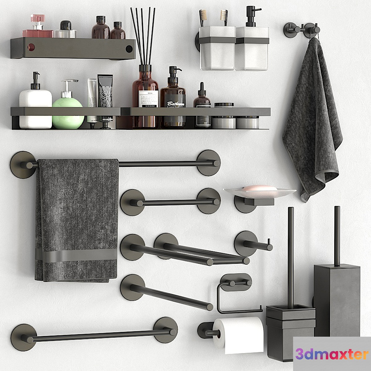 KES Bathroom accessories 1 3D Max