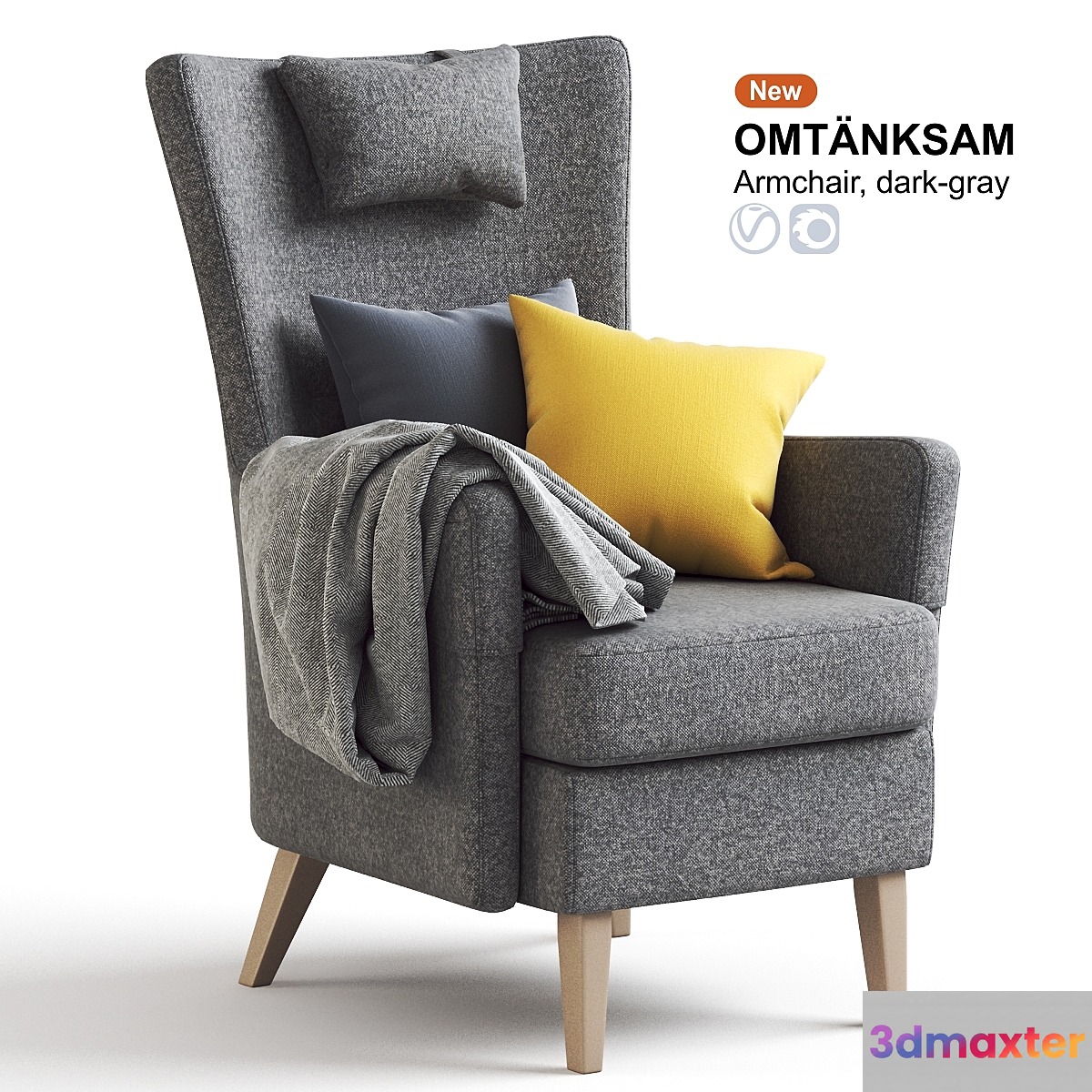 Dark Gray Armchair OMTANKSAM IKEA 3D Max