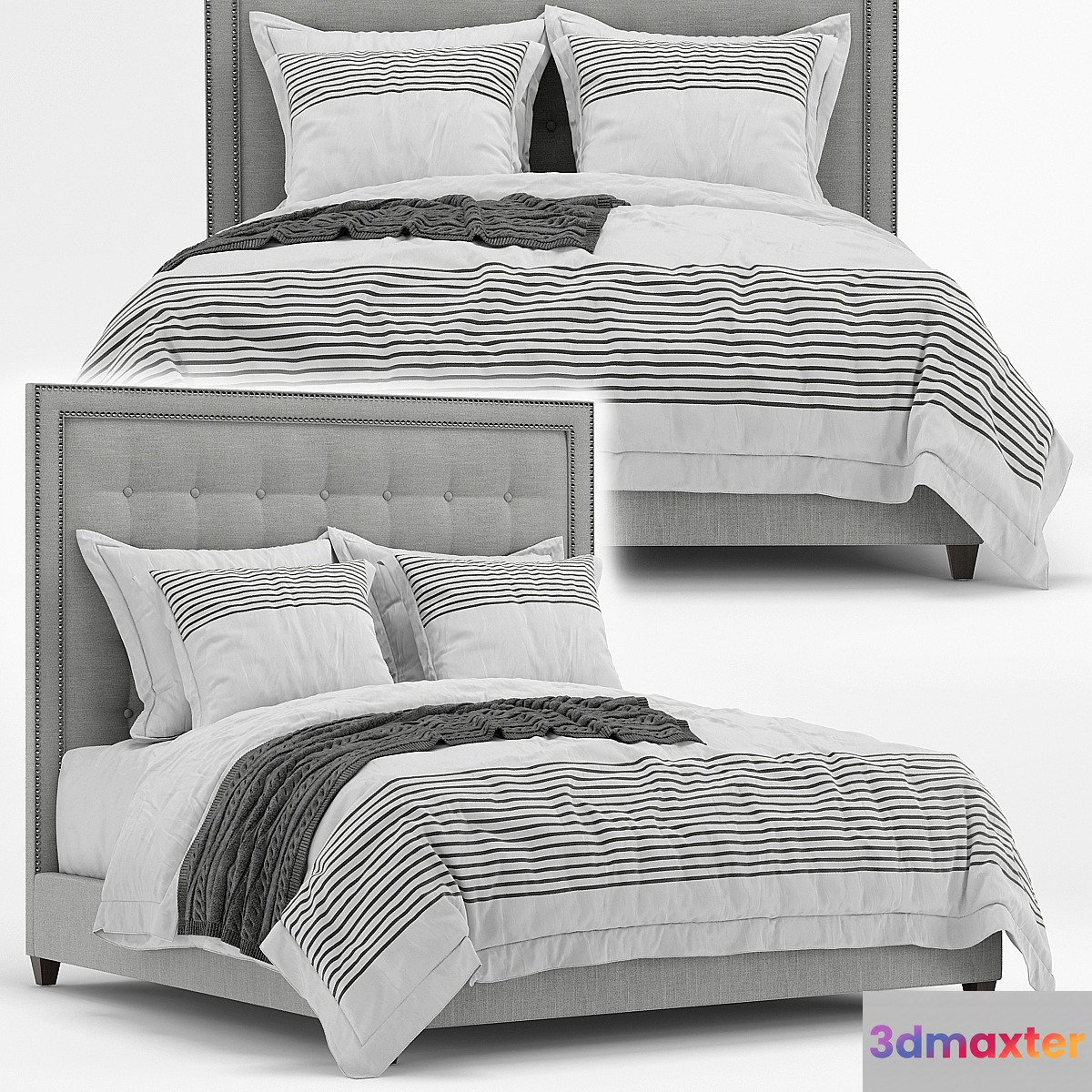 Arhaus felix tufted bed 3D Max