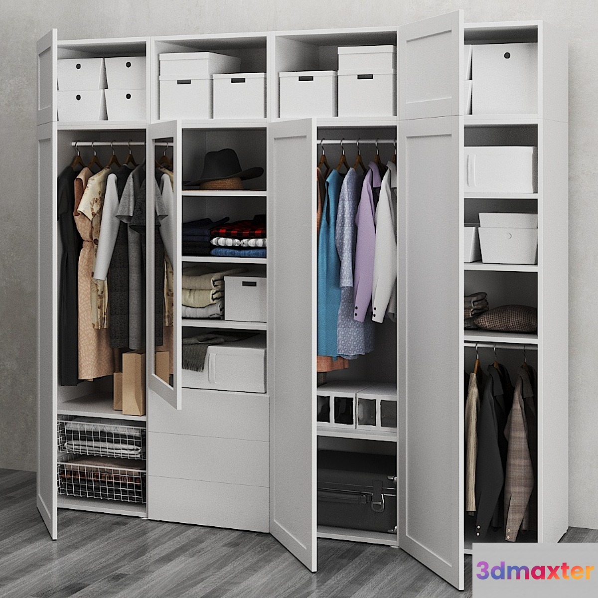 IKEA Wardrobe with 7 doors and 3 drawers OPHUS 3D Max