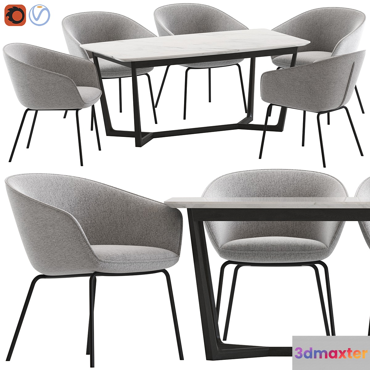 Oslo Home Amanda Dinning Chair and Innova Australia Carlin Table 3D Max
